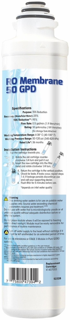 Quick Change RO Membrane 50 GPD