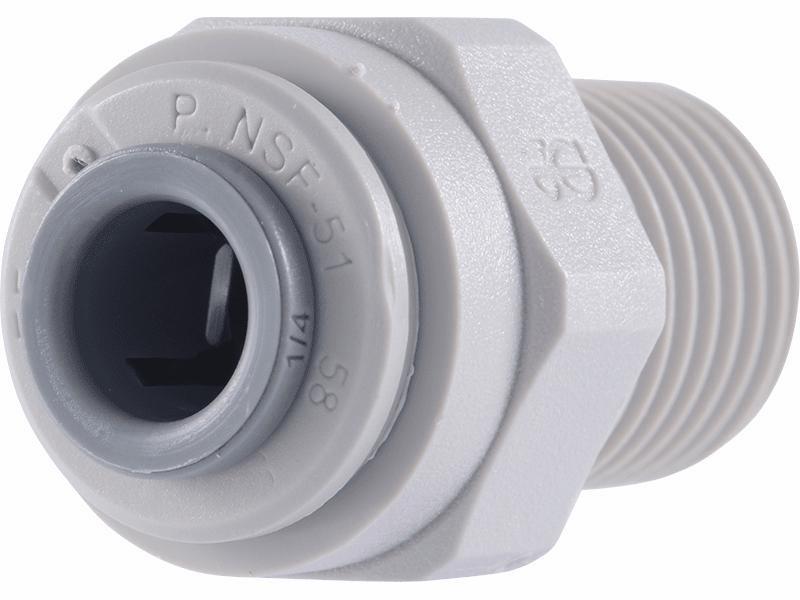 Gray Acetal Male Connector 1/4 x 1/4 NPTF