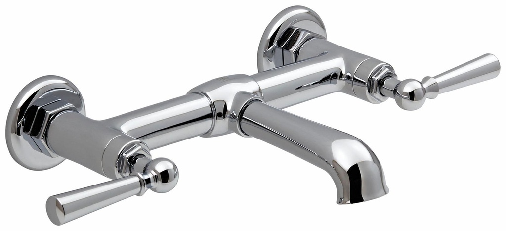 Oak Hill Wall Mount Bridge Bathroom Faucet with Lever Handles