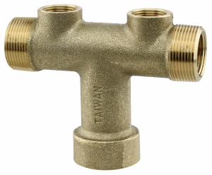 2-07TK-25-2NL - 'No Lead 1" x 10" Cntr-End Solid Brass Tank Tee'