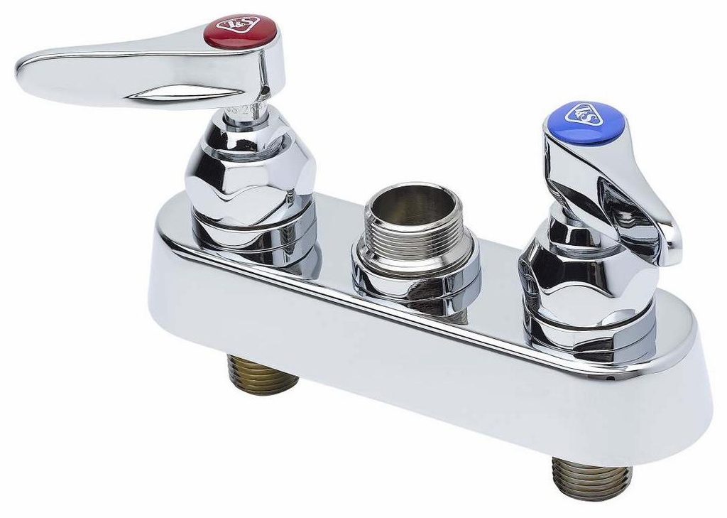 Workboard Faucet, Deck Mount, 4" Centers, Lever Handles, Less Nozzle