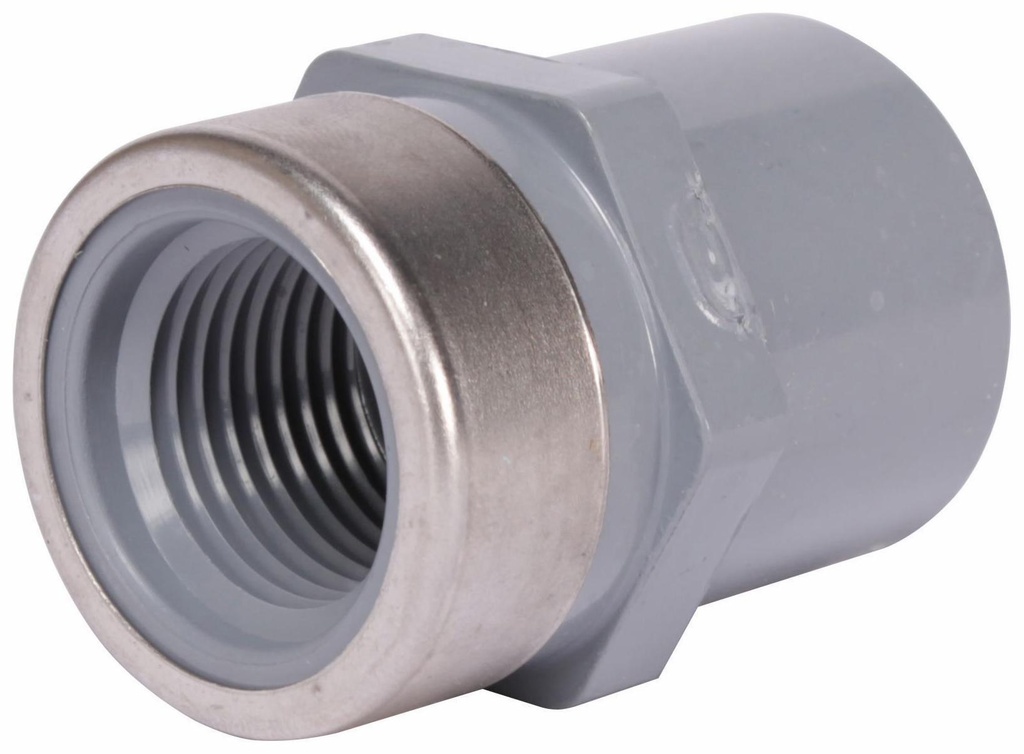1" CPVC SCH80 FEMALE ADPT SOCxFPT SS REINFORCED