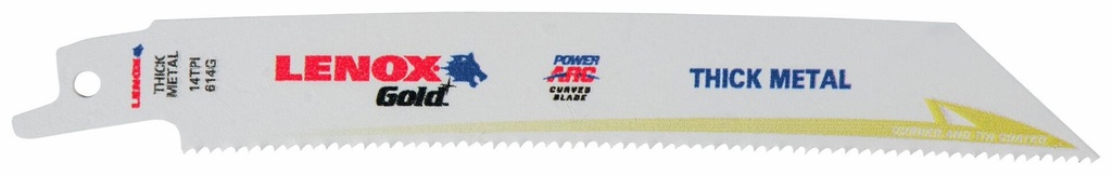 6"x3/4" 14TPI Gold Power Arc Thick Metal Cutting Recip (Each)