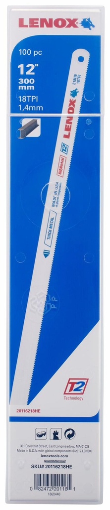 12" 18TPI Heavy Metal Hack Saw Blade (Each)