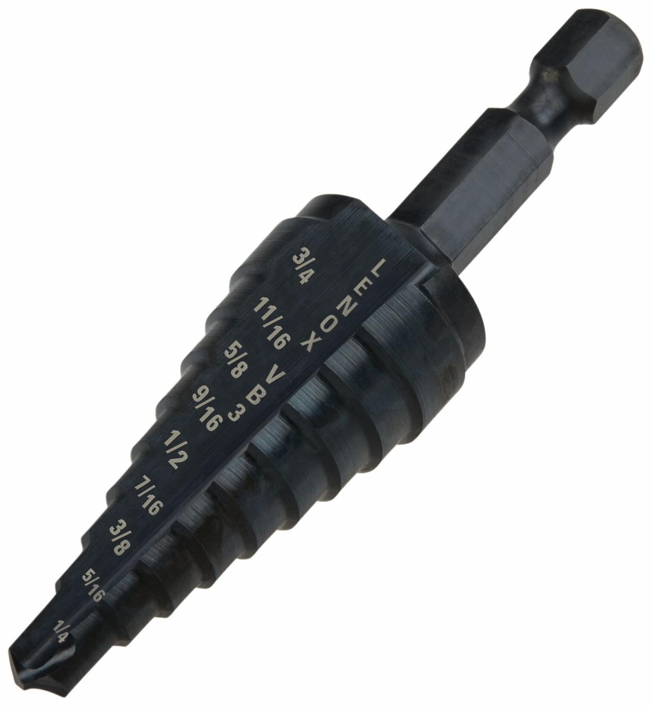 Step Drill Bit, 1/4-To-3/4-Inch
