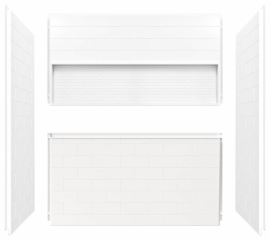 NexTile 60" x 30" 60" 4-Piece Alcove Tub Wall Kit