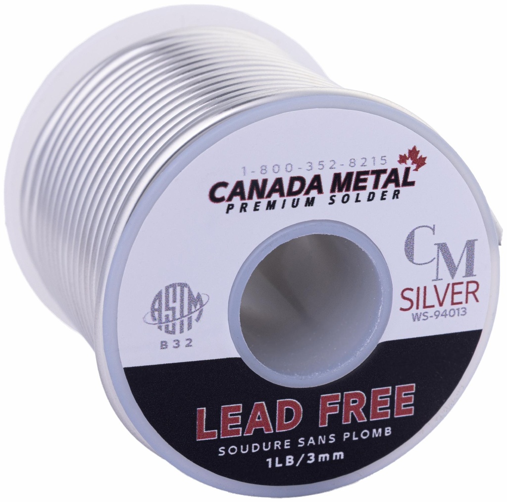 Premium Lead-Free Wire Solder, CM Silver 1 lb, 3mm