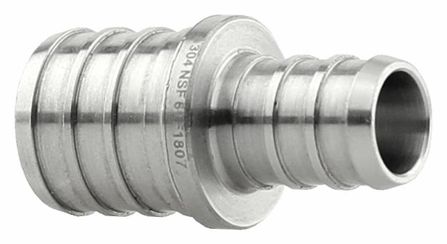 SSPEX-C0705 - '3/4" x 1/2" 304SS Crimp PEX Coupling - F1807'