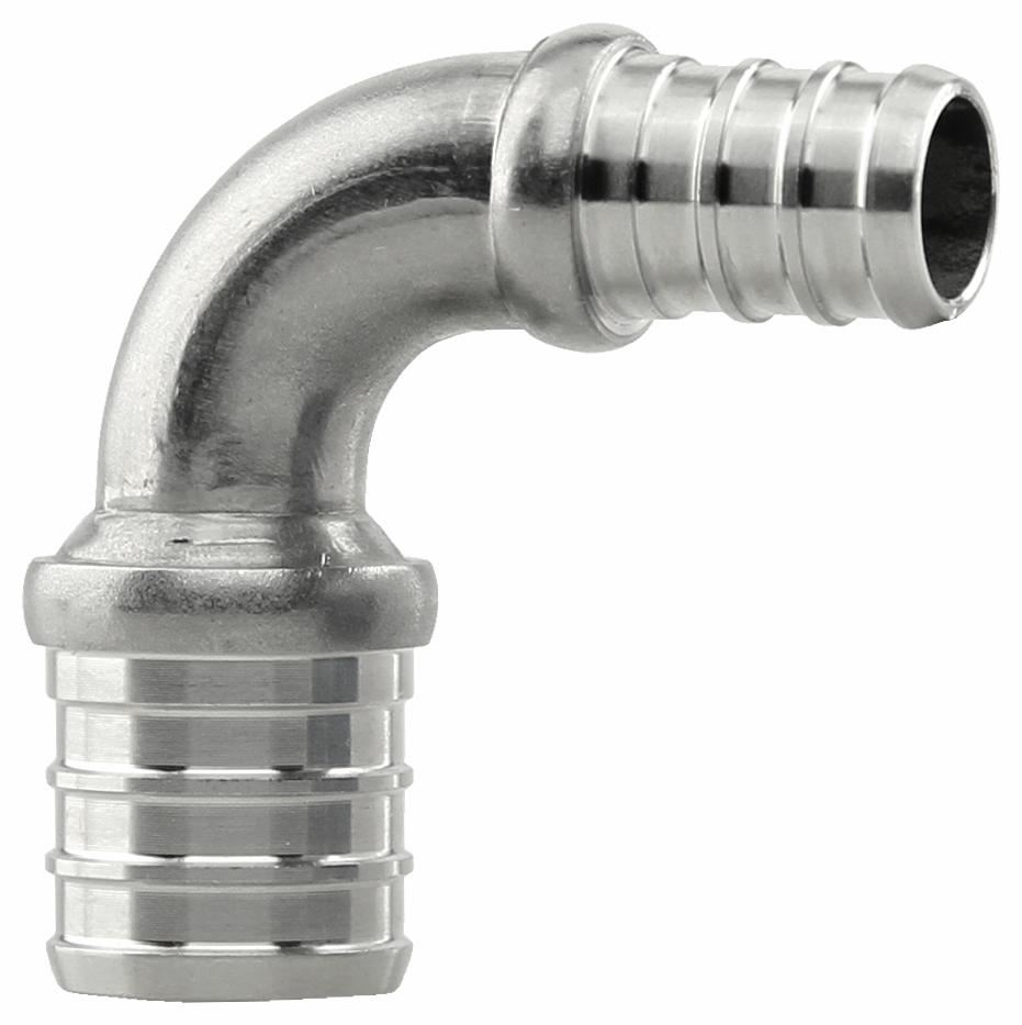 SSPEX-E0705 - '3/4" x 1/2" 304SS Crimp PEX Elbow - F1807'