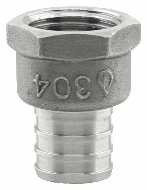SSPEX-FA0705 - '3/4" x 1/2" FPT 304SS Crimp PEX Female Adapter - F1807'