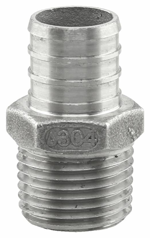 SSPEX-MA0705 - '3/4" x 1/2" MPT 304SS Crimp PEX Male Adapter - F1807'
