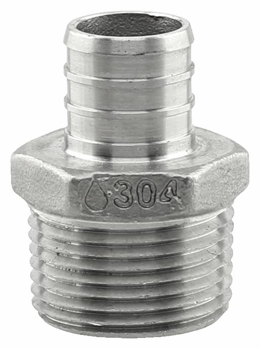 SSPEX-MA07 - '3/4" x 3/4" MPT 304SS Crimp PEX Male Adapter - F1807'