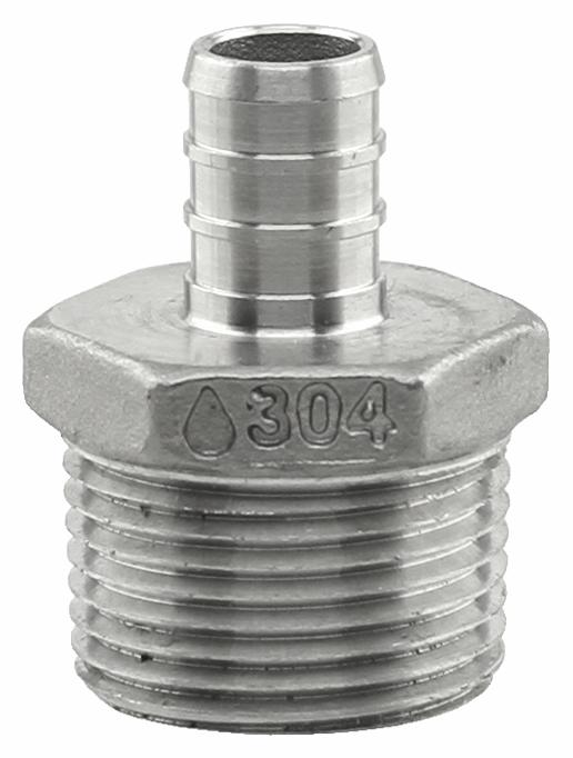 SSPEX-MA0507 - '1/2" x 3/4" MPT 304SS Crimp PEX Male Adapter - F1807'