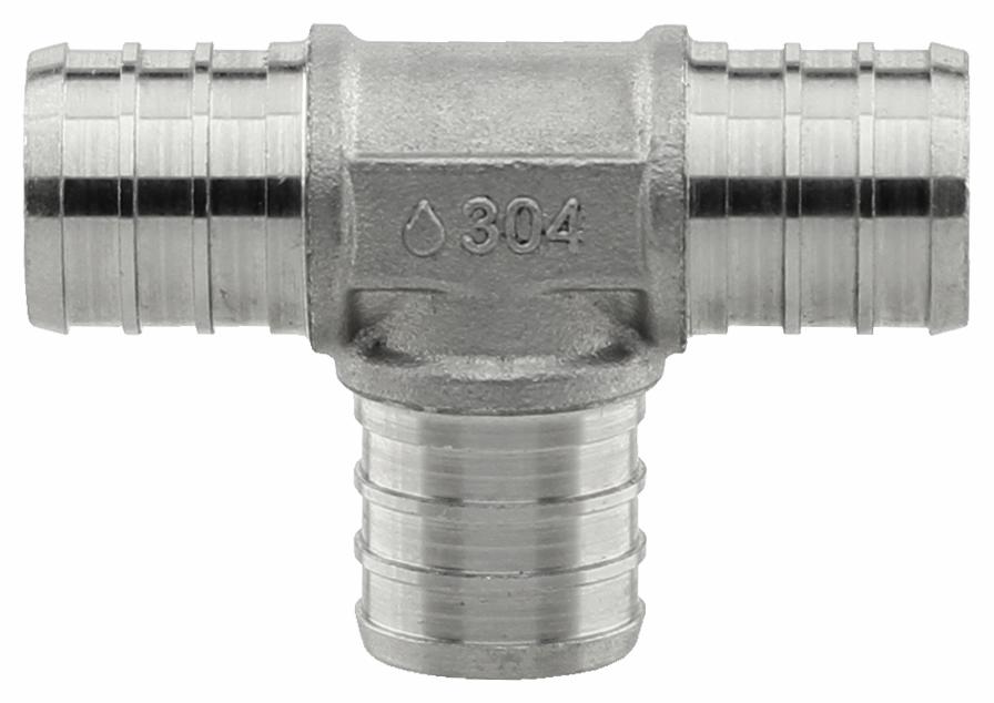 SSPEX-T07 - '3/4" 304SS Crimp PEX Tee - F1807'