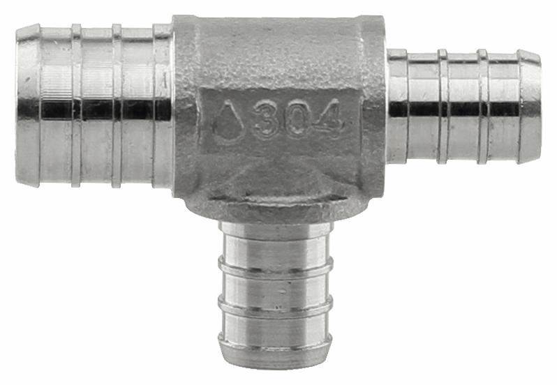 SSPEX-T070505 - '3/4" x 1/2" x 1/2" 304SS Crimp PEX Tee - F1807'