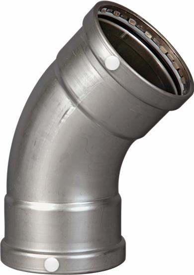 3 P/P STAINLESS STEEL CXC 45 ELBOW W/FKM
