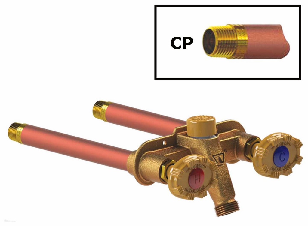 Model 22CP Freezeless Hot & Cold Wall Faucet 8 Inch, Black Handle