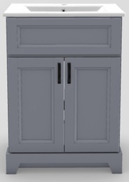 [2570405] 24" Shallow Vanity Bellrose with Curved Handles and Porcelain Top