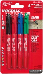 [4526675] 4PK COLORED FINE PT INKZALL MARKERS
