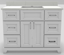 [2575010] 42" Shallow Vanity Bellrose with Square Handles and 1-Hole Quartz Top