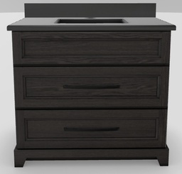 [2570270] 36" Dresser Standard Vanity Bellrose with Square Handles and 1-Hole Quartz Top