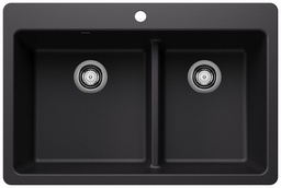 [1217238] Liven 33 1.75 Bowl Dual Mount Low Divide Silgranit Kitchen Sink