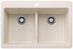 [1217253] Liven 33 2 Bowl Dual Mount Low Divide Silgranit Kitchen Sink