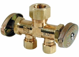 [1699016] 1/2" Nom x 3/8" Comp Dual Outlet Stop Valve