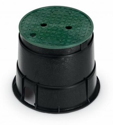 [4622740] 10 Round Black Valve Box with Green Overlapping Lid