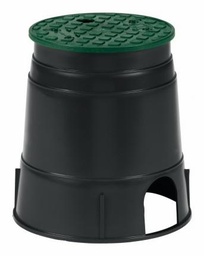 [4622720] 6 Round Black Valve Box with Green Overlapping Lid