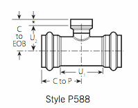 [6662922] 1/2" Vic-Press PxPxF Tee 304 Stainless Style P588