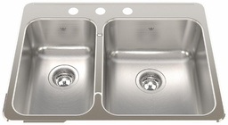 [4403170] Steel Queen 27-1/4" 3-Hole 1.5 Bowl Drop-In Kitchen Sink