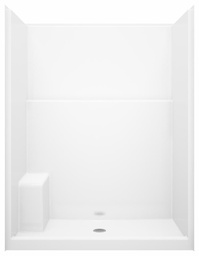 [6451862] SS3260 Center Drain Alcove 1-Piece Shower with LH Seat