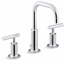 [2932760] Purist Widespread Bathroom Faucet wtih Low Lever Handles and Low Gooseneck Spout